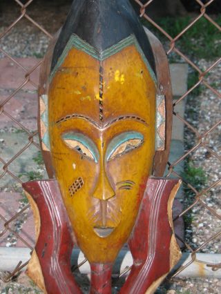 Antique Ivory Coast Rare Ceremonial Mask Handcarved photo