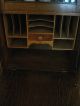 Antique Oak Curved China Cabinet With Secretary In Finish & Glass 1900-1950 photo 5