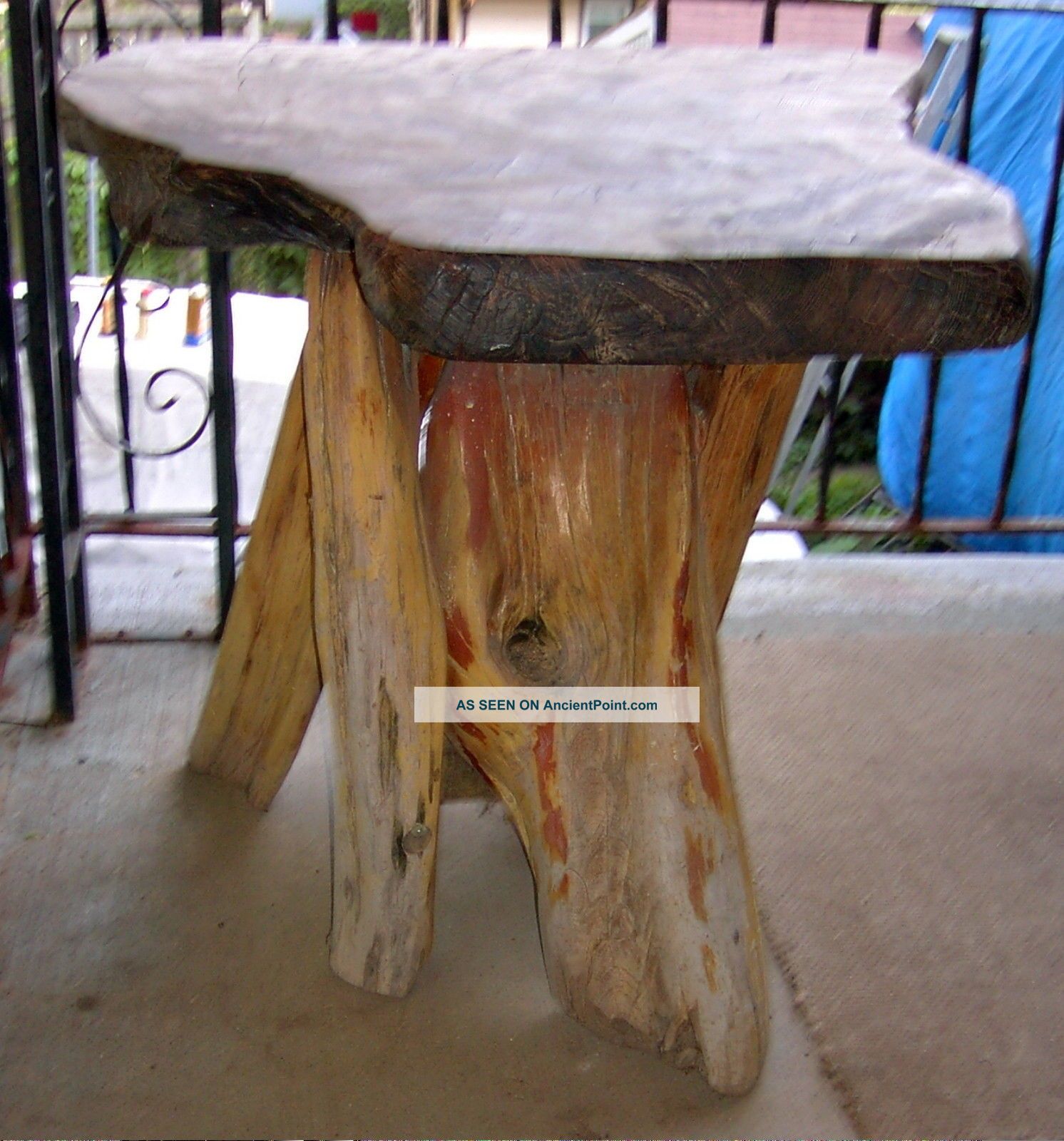 3 1970s Rustic Redwood Furniture Pieces Huge Bar Top 2 Tables