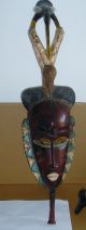 Vintage African Hand Carved Mask Unuasual Colors Old Masks photo 1