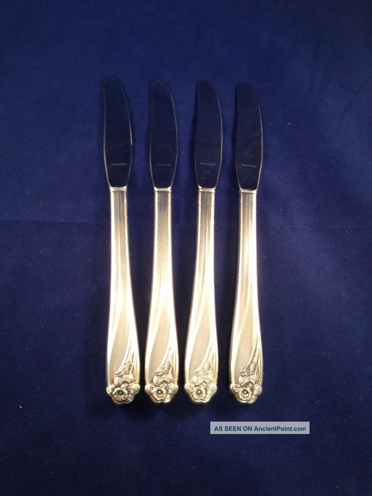 Vintage Set Of 4 Rogers 1847 Daffodil 1950 Is Grille (viande) Knifes Flatware & Silverware photo