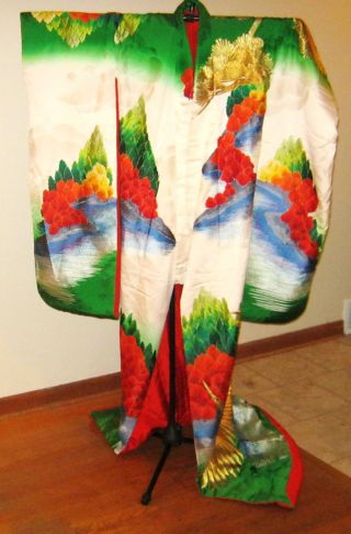 Vintage Japanese Silk Kimono Embroidered Robe,  Uchikake,  Must See photo