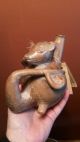 Antique Ecuador Cultura Ceramic Chorrera Fox Whistle Blower Figure Latin American photo 1