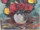 Impasto Flowers In Vase Palette Knife Oil Painting Signed Mid Century Modern Vtg Mid-Century Modernism photo 3