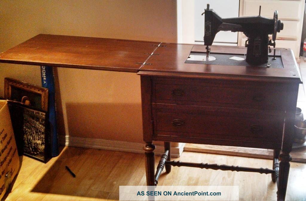 Antique 1927 Sears Roebuck Kenmore Rotary Sewing Machine Orig Wood Cabinet Sewing Machines photo