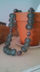African Trade Beads Necklace. .  Large Sea Green Glass. .  Statement Piece Jewelry photo 1
