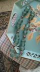 African Trade Beads Necklace. .  Large Sea Green Glass. .  Statement Piece Jewelry photo 2
