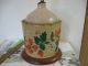 Vintage Whiskey Ceramic Jug Bulb Lamp Folk Art Hand Painted Wild Strawberry Lamps photo 1