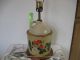 Vintage Whiskey Ceramic Jug Bulb Lamp Folk Art Hand Painted Wild Strawberry Lamps photo 4