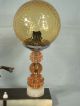Art Deco Lamp Leaping Deer Marble Base Ball Shade Lamps photo 1