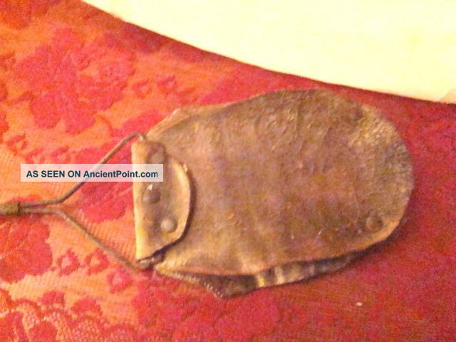 Antique Leather Fly Swatter W/ Twisted Wire Handle - Collectible Primitive Primitives photo