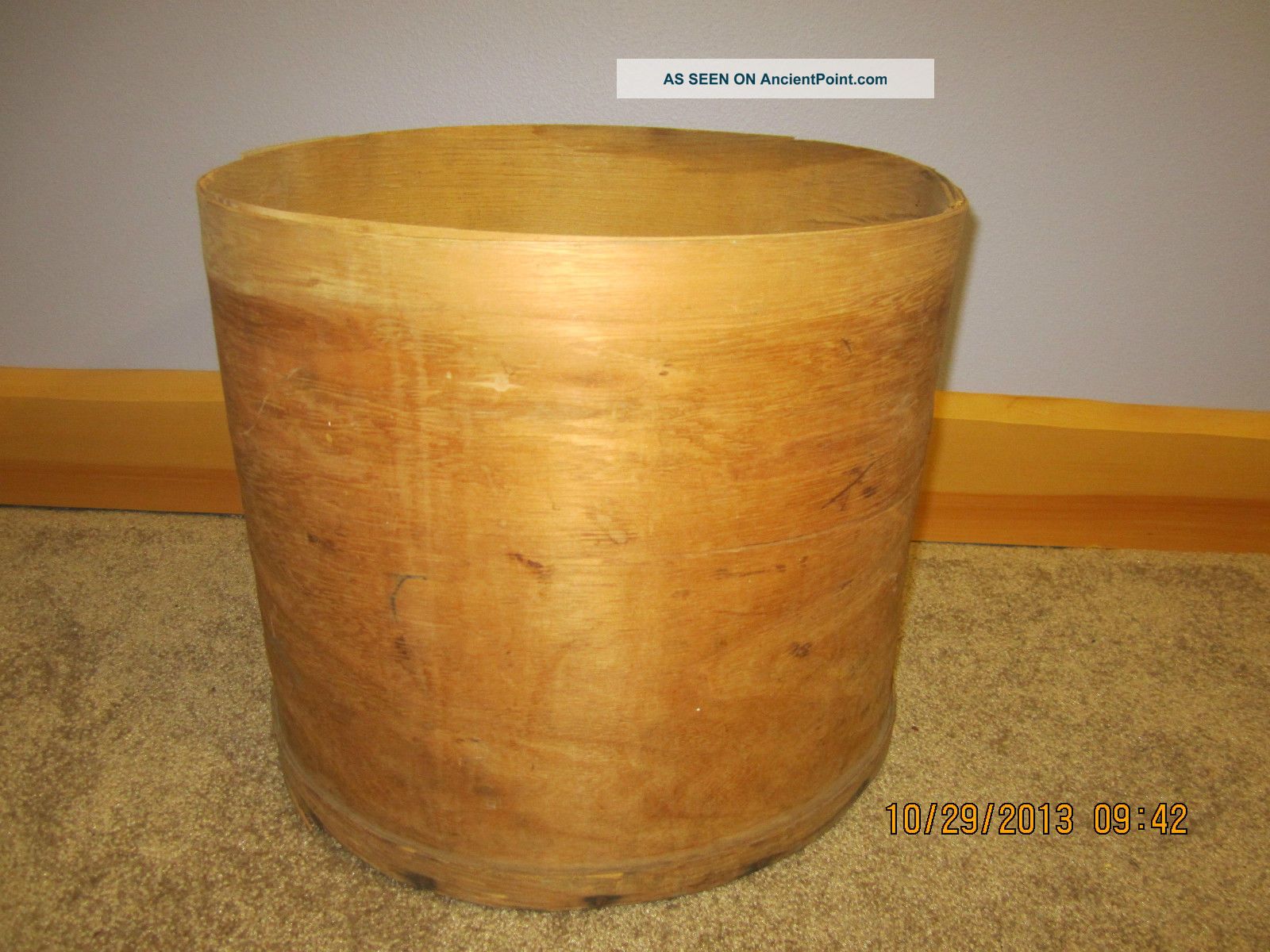 Vintage Cheese/ Bushel Barrel Basket Wood Round Shape Diameter 15,  14 Tall Boxes photo