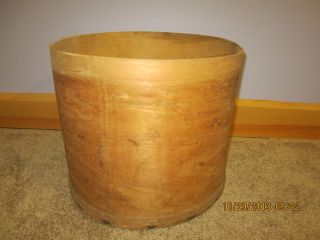 Vintage Cheese/ Bushel Barrel Basket Wood Round Shape Diameter 15,  14 Tall photo