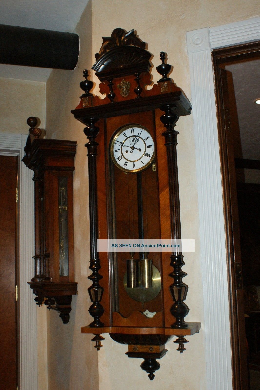 Antique German Two - Weight Wall Clock - A.  W.  & Co.  Signed Movement Clocks photo