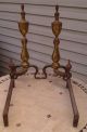 Cast Iron & Brass Rostand N Victorian Urn Top Andirons Fire - Dogs Fireplace Set Hearth Ware photo 6