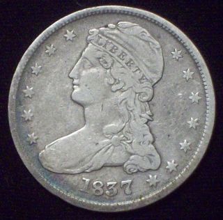 1837 Silver Bust Half Dollar - Tone Authentic Us Coin Reeded Edge photo