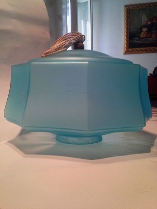 Loetz Art Deco Lamp Shade Azure Tassel Rare Antique European Collectible Vintage photo