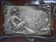 19th C.  Quality Art Nouveau Pewter Plaques Secured To Wood Frames Dawn & Dusk Metalware photo 11