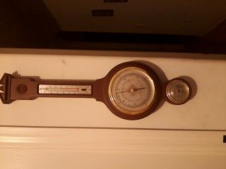 Antique Mahogany Wood Look Barometer Weather Staition (airguide) V Early Model photo