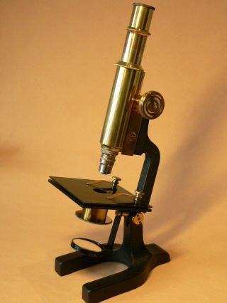A Good Brass - Mounted Microscope By Philip Harris & Co.  Ltd.  B ' Ham,  In It ' S Case photo