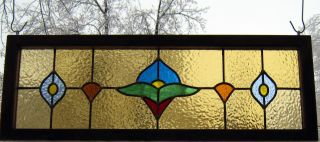 Large Transom Traditional Stained Glass Window Panel _ Medieval Flower photo