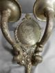 Antique Fine Silver Bronze 2 Arm Wall Sconces Large 13 3/4 Inches Fine Cast Chandeliers, Fixtures, Sconces photo 3