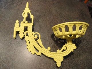 Authentic Antique Primitive Cast Iron Ornate Metal Wall Sconce For Light/candle photo