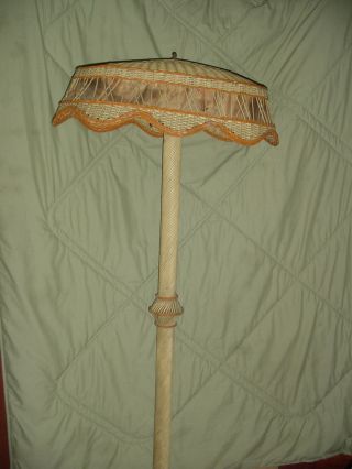 Antique Wicker (finish) Floor Lamp,  Oval Shade photo