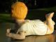 Piano Baby Doll Figure Figurine Child Lying Down W/ White Outfit Gold Detail Figurines photo 2