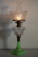 Antique Sandwich Glass Oil Old Parlor Kerosene Apple Green Eapg American Lamp Lamps photo 1
