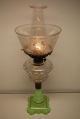 Antique Sandwich Glass Oil Old Parlor Kerosene Apple Green Eapg American Lamp Lamps photo 5