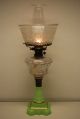 Antique Sandwich Glass Oil Old Parlor Kerosene Apple Green Eapg American Lamp Lamps photo 6