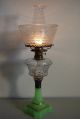 Antique Sandwich Glass Oil Old Parlor Kerosene Apple Green Eapg American Lamp Lamps photo 7