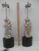 Vintage Pair Carved Wooden Silver Leaf Lamps Draper,  Mont,  Haines Era Hollywood Lamps photo 1