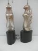 Vintage Pair Carved Wooden Silver Leaf Lamps Draper,  Mont,  Haines Era Hollywood Lamps photo 2