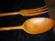 Rlb,  Rogers Lunt Bowlen Wooden With Sterling Silver Handle Fork And Spoon Set Flatware & Silverware photo 2