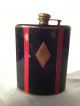 Antique English Flask 1920 ' S - Lacquered Red - Black Details,  Rare Very Collectable Bottles, Decanters & Flasks photo 2