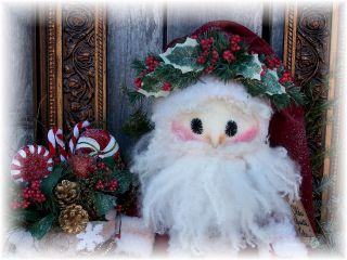 Primitive Folk Art Olde Christmas Snowman Santa Claus Doll & Sack 27 Inches photo