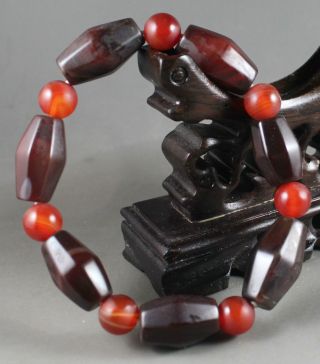 China Agate Chinese Red Jade Beads Chain Bracelet photo