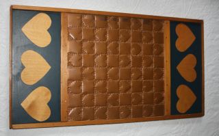 Unique Vintage Handcrafted Wood And Copper Punched Tin Checkerboard photo