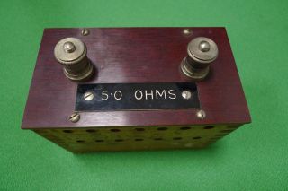 Resistor 5 Ohms Mounted In Wooden Box Vintage Physics Electronics Lab Apparatus photo