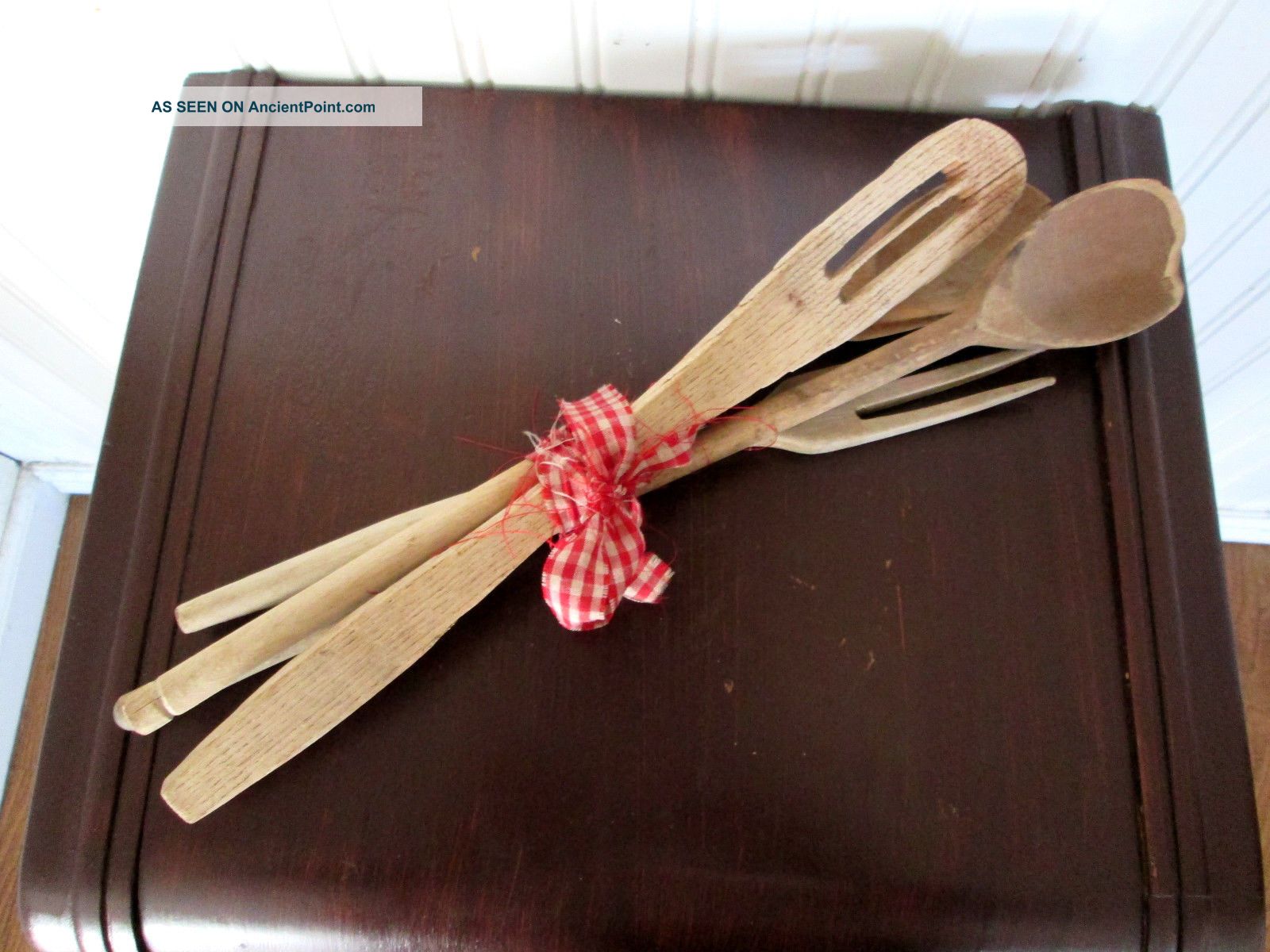 Primitive/rustic Farmhouse Worn Wooden Kitchen Utensils Primitives photo
