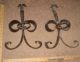 2 Vtg Antique Gothic Medieval Wrought Cast Iron Candle Wall Holder Sconces Pair Chandeliers, Fixtures, Sconces photo 3