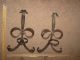 2 Vtg Antique Gothic Medieval Wrought Cast Iron Candle Wall Holder Sconces Pair Chandeliers, Fixtures, Sconces photo 5