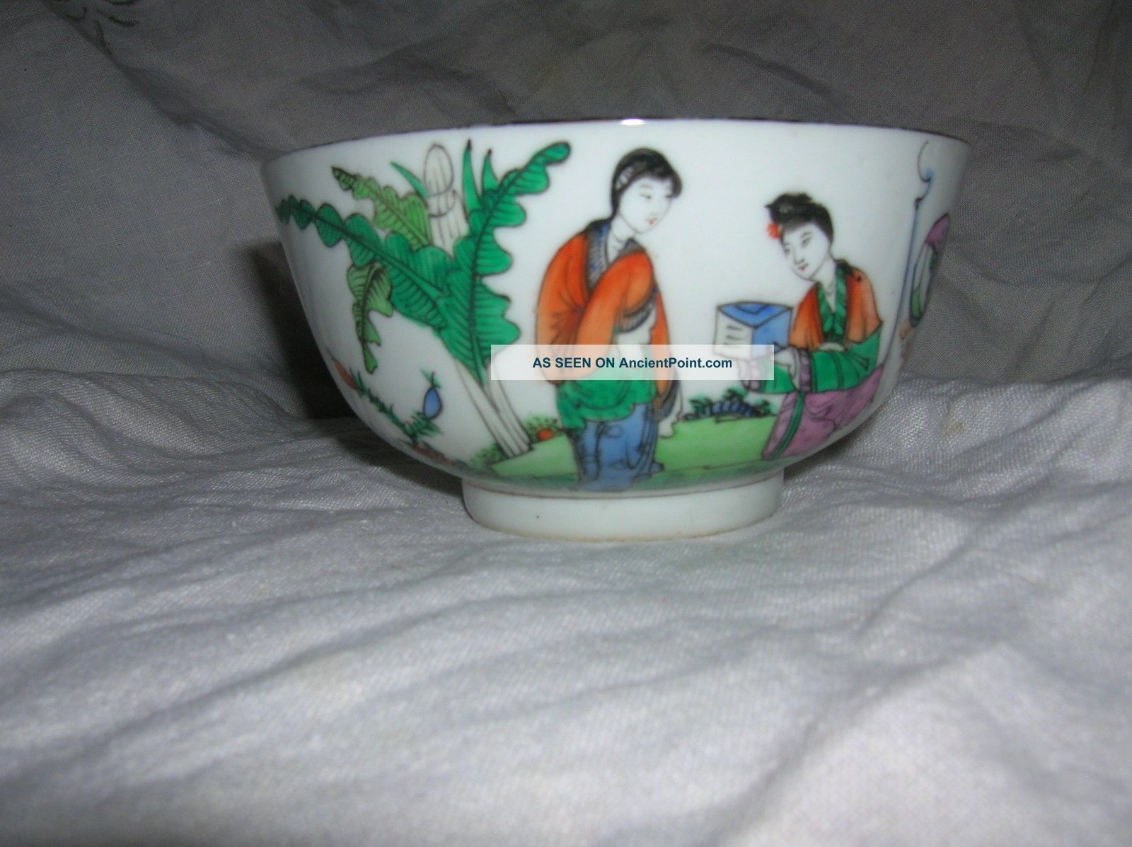 Old Chinese Export Bowl Giesha Girls Signed Bowls photo