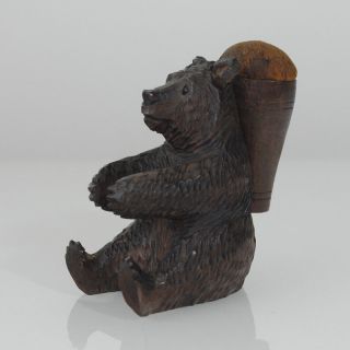 Rare Antique Black Forest Brienz Carved Wooden Bear With Pin Cushion 1880 photo