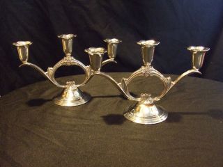 Wm Rogers & Son Silverplate Candelabra,  Set Of Two,  Spring Flowers,  2016 photo