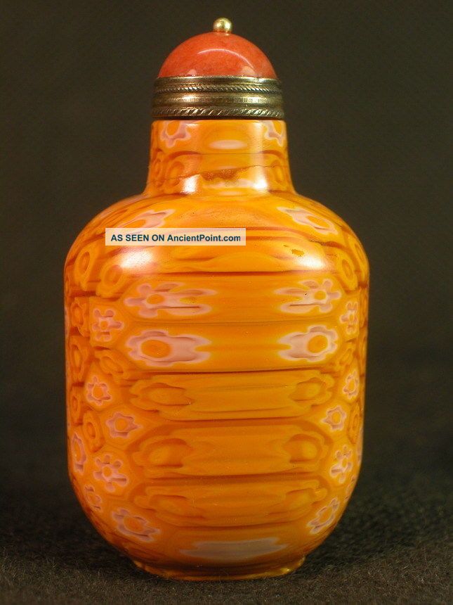 Chinese Yellow White Peking Glass Snuff Bottle Snuff Bottles photo