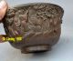 Bamboo Carving Wood Chinese Old Figure Scholar Statue Bowl Antique Pine Tree Bowls photo 5