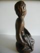 Vintage Esex Museum Made In Spain Hand Carved Wooden Figurine Boy With Bird Rare Carved Figures photo 7